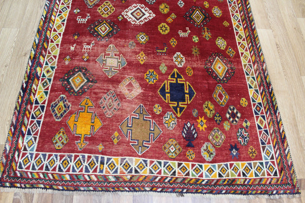 VINTAGE PERSIAN SHIRAZ QASHQAI RUG 212 X 130 CM