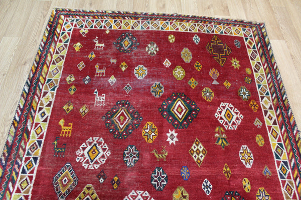 VINTAGE PERSIAN SHIRAZ QASHQAI RUG 212 X 130 CM