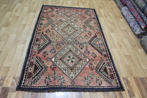 ANTIQUE PERSIAN SHIRAZ QASHQAI RUG OF TRIPLE MEDALLION DESIGN 215 X 130 CM