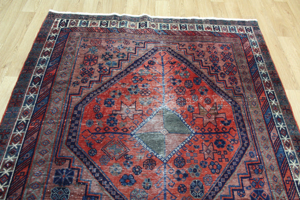 ANTIQUE HANDMADE PERSIAN AFSHAR RUG WITH DOUBLE MEDALLION 233 X 143 CM