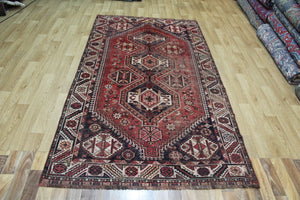 ANTIQUE PERSIAN SHIRAZ QASHQAI RUG OF TRIPLE MEDALLION DESIGN 240 X 135 CM