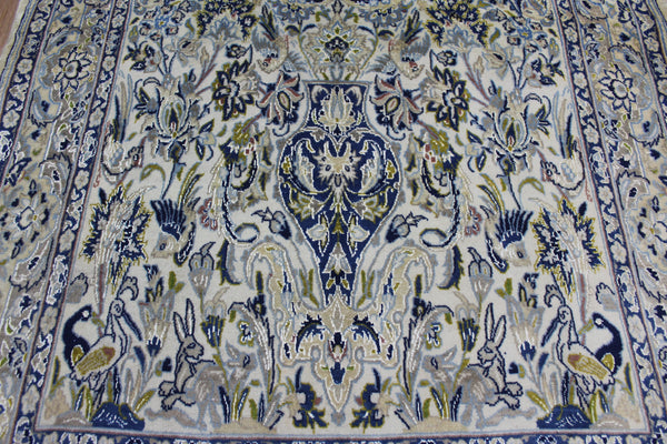 FINE HANDMADE PERSIAN NAIN RUG WOOL AND SILK WITH VASE DESIGN 192 X 117 CM