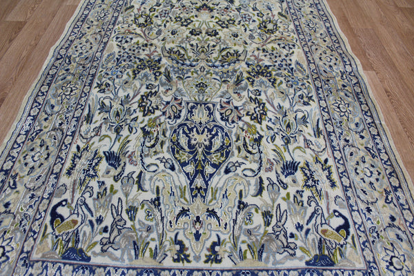 FINE HANDMADE PERSIAN NAIN RUG WOOL AND SILK WITH VASE DESIGN 192 X 117 CM