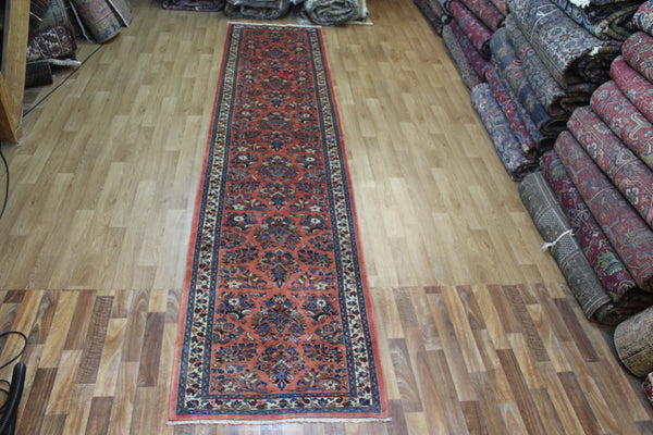 EXTRA LARGE HANDMADE PERSIAN SAROUKH RUNNER WITH FINE FLORAL DESIGN 500 X 90 CM