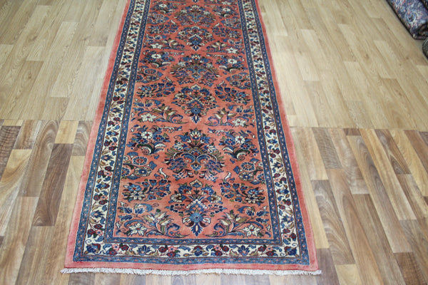 EXTRA LARGE HANDMADE PERSIAN SAROUKH RUNNER WITH FINE FLORAL DESIGN 500 X 90 CM