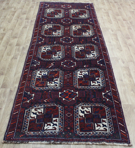 OLD HANDMADE PERSIAN SHIRAZ LONG RUNNER 377 X 127 CM