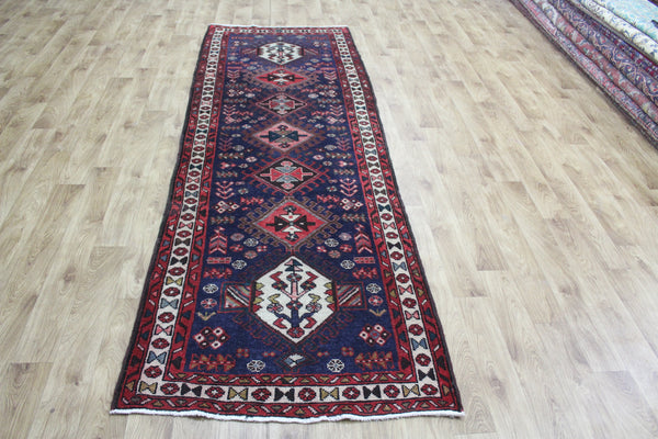 OLD HANDMADE PERSIAN KARAJEH BLUE RUNNER 290 x 97 CM