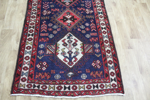 OLD HANDMADE PERSIAN KARAJEH BLUE RUNNER 290 x 97 CM