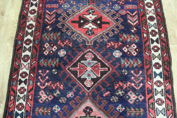 OLD HANDMADE PERSIAN KARAJEH BLUE RUNNER 290 x 97 CM