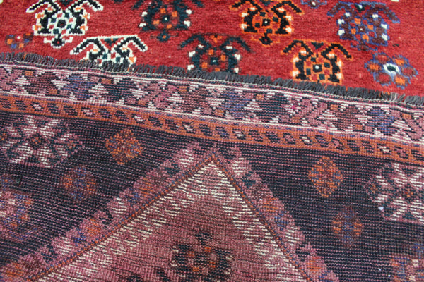 VINTAGE PERSIAN QASHQAI RUG WITH DIAGONAL BOTEH DESIGN 230 X 148 CM