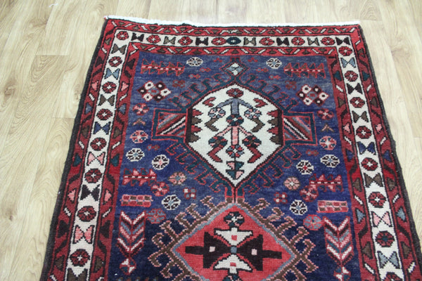 OLD HANDMADE PERSIAN KARAJEH BLUE RUNNER 290 x 97 CM