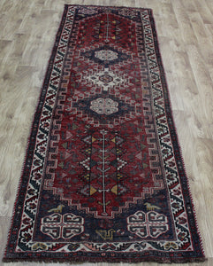 ANTIQUE PERSIAN QASHQAI SHIRAZ RUNNER 256 X 83 CM