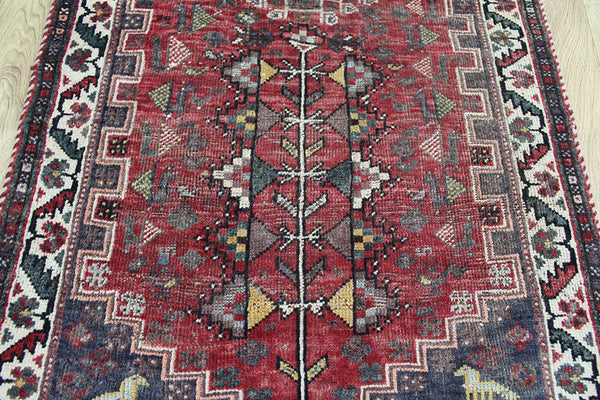 ANTIQUE PERSIAN QASHQAI SHIRAZ RUNNER 256 X 83 CM