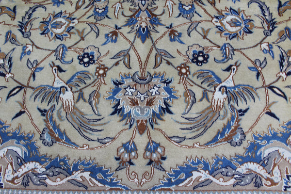 AN OUTSTANDING PERSIAN NAIN CARPET, PARADISE DESIGN, EXCELLENT DRAWING AND COLOURS 320 X 217 CM