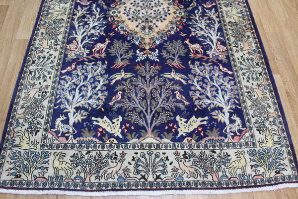 FINR PERSIAN QUM RUG, PARADISE GARDEN DESIGN, BIRDS, ANIMALS 205 X 135 CM