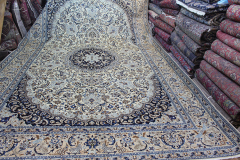 EXTRA LARGE PERSIAN NAIN CARPET WITH FINE SILK AND WOOL 537 X 337 CM
