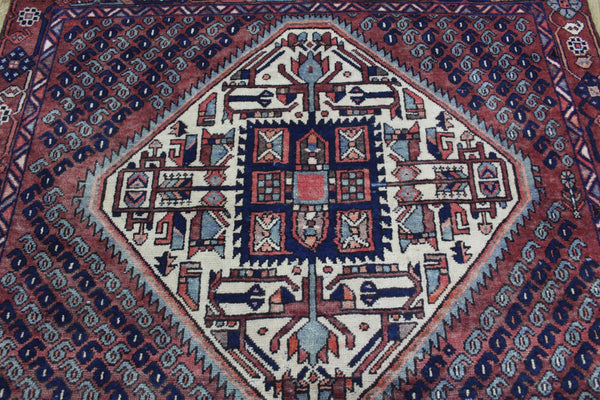 Antique Persian Afshar Rug Double Ivory Medallion 200 x 147 cm