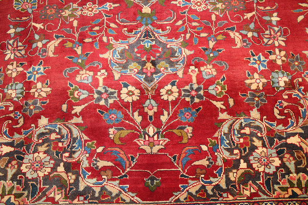 Old Handmade Persian Mashad Carpet 370 x 295 cm