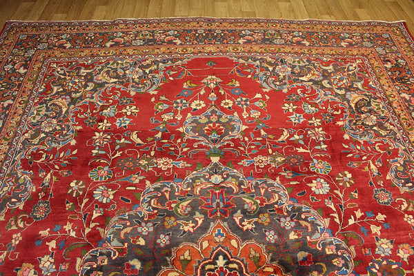 Old Handmade Persian Mashad Carpet 370 x 295 cm