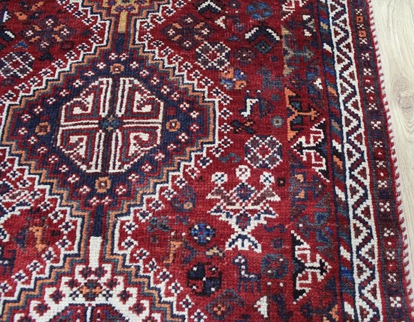 Handmade Persian Shiraz Qashqai wool runner long narrow rug 307 x 93 cm