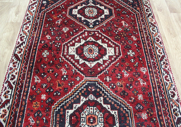 Handmade Persian Shiraz Qashqai wool runner 290 x 108 cm
