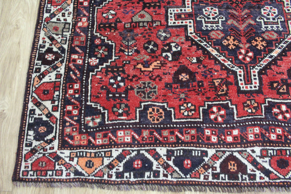 Old Handmade Persian Qashqai Rug 192 x 145 cm