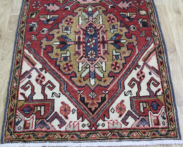 ANTIQUE NORTH WEST PERSIAN KARAJEH RUNNER, VERY HARD WEARING 302 x 85 CM