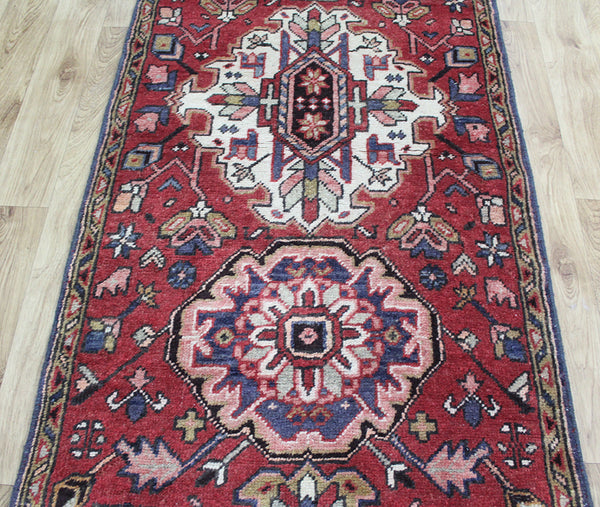 ANTIQUE NORTH WEST PERSIAN KARAJEH RUNNER, VERY HARD WEARING 302 x 85 CM