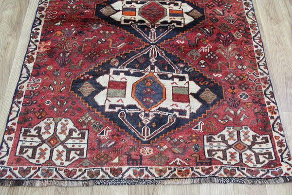 OLD SOUTH WEST PERSIAN RUG WITH TRIPLE INDIGO MEDALLIONS 155 x 105 CM