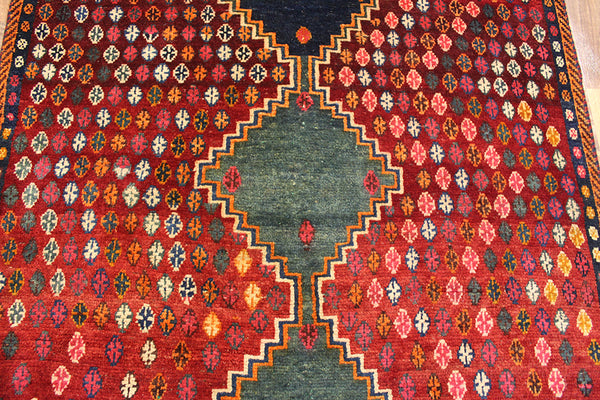 Old Handmade Persian Shiraz Gabbeh Rug 210 x 115 cm