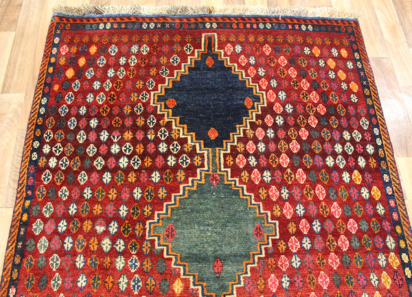 Old Handmade Persian Shiraz Gabbeh Rug 210 x 115 cm
