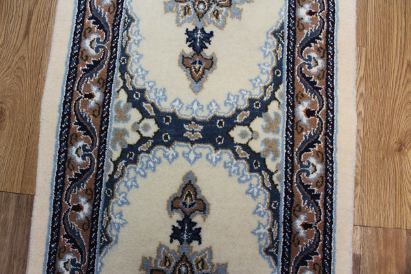 Persian Nain wool and silk runner 260 x 60 cm