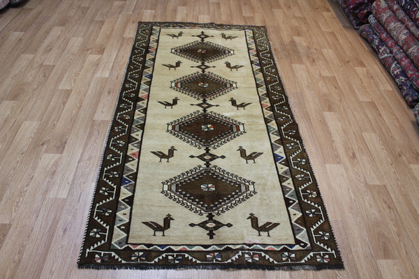 Antique Persian Gabbeh rug with birds design 218 x 110 cm