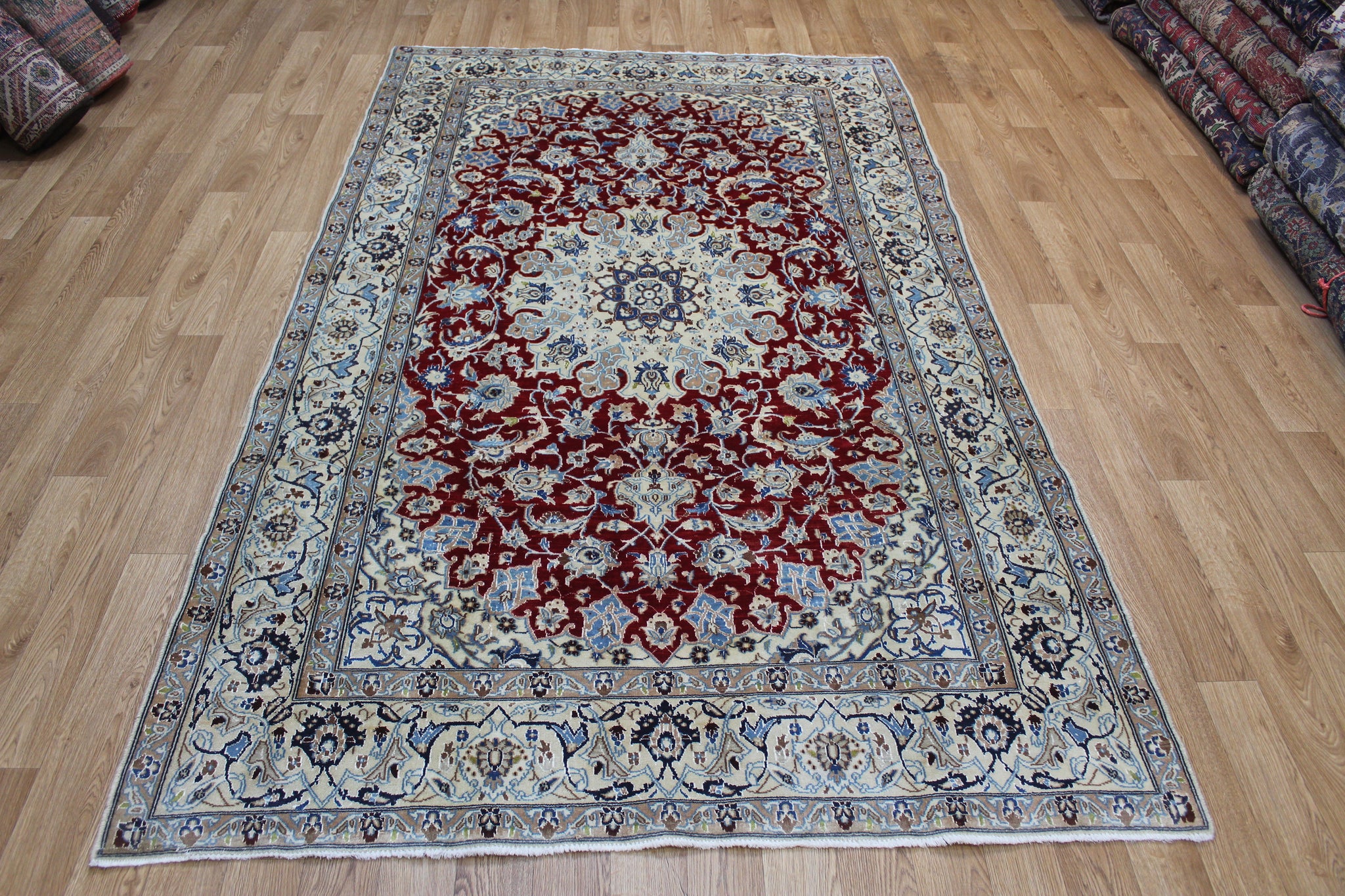 Fine Persian Nain silk & wool rug 255 x 160 cm