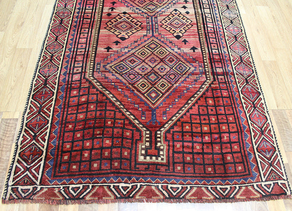 Old Handmade Persian Shiraz Rug 315 x 130 cm