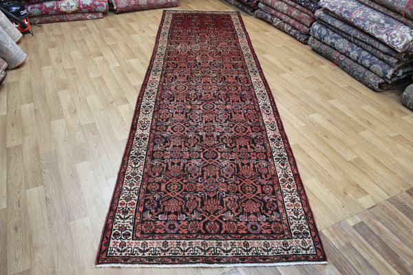 Vintage Persian Mahal runner of very good long size with traditional Herati design 400 x 110 cm