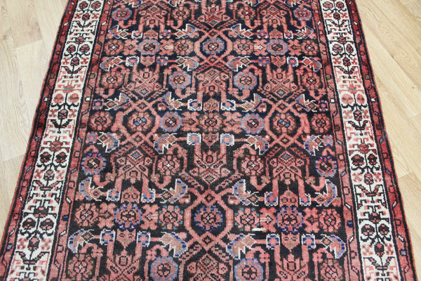 Vintage Persian Mahal runner of very good long size with traditional Herati design 400 x 110 cm