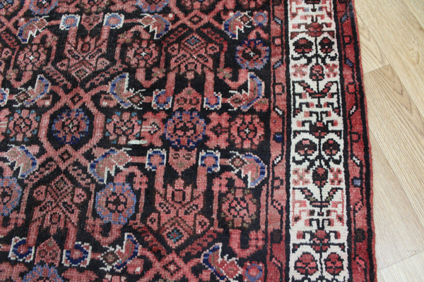 Vintage Persian Mahal runner of very good long size with traditional Herati design 400 x 110 cm