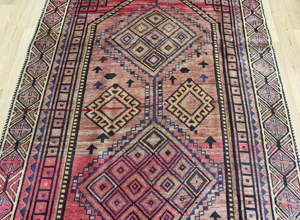 Old Handmade Persian Shiraz Rug 315 x 130 cm