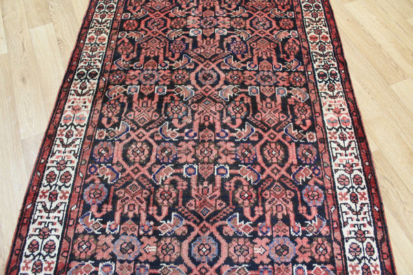 Vintage Persian Mahal runner of very good long size with traditional Herati design 400 x 110 cm