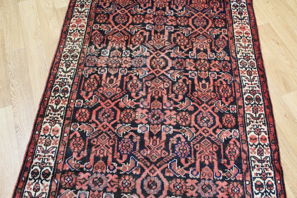 Vintage Persian Mahal runner of very good long size with traditional Herati design 400 x 110 cm