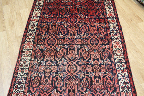 Vintage Persian Mahal runner of very good long size with traditional Herati design 400 x 110 cm