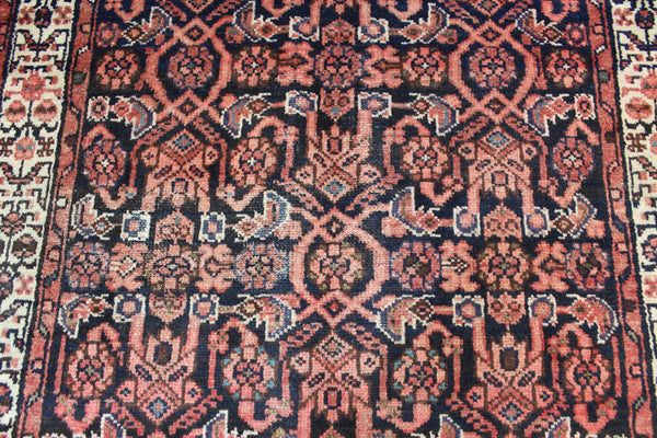 Vintage Persian Mahal runner of very good long size with traditional Herati design 400 x 110 cm