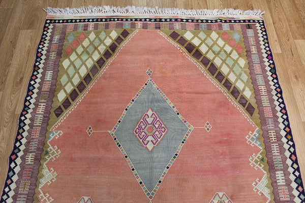 Fine Persian Shiraz Qashqai wool & silk Kilim 245 x 140