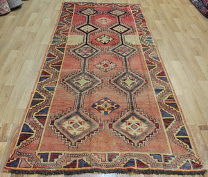 Old Handmade Persian Shiraz Rug 285 x 125 cm