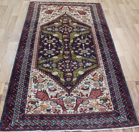 Vintage Persian Baluch Rug With Birds Design 208 x 112 cm
