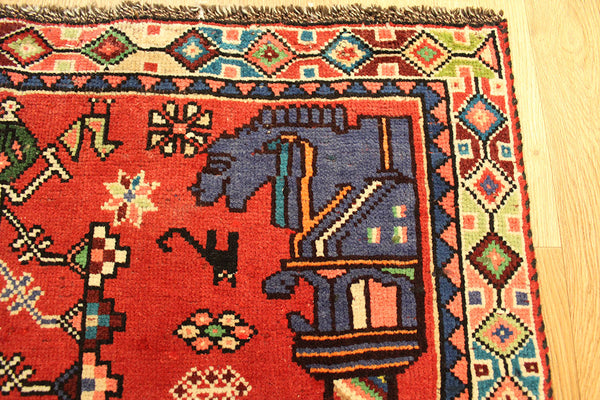 Old Handmade Persian Shiraz Rug 155 x 100 cm