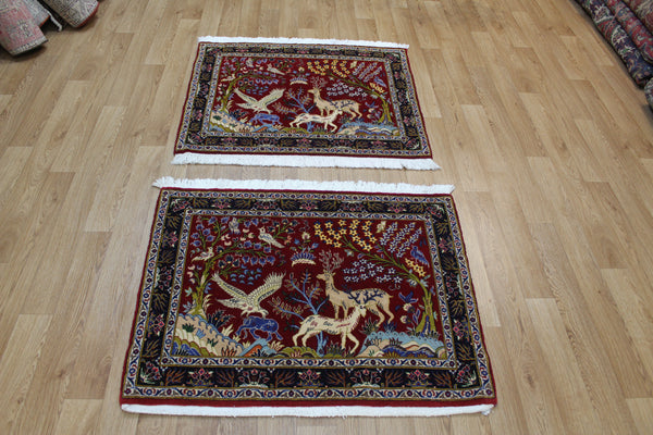 Outstanding Pair of Persian kashan Rugs of the Garden design 83 x 100 cm