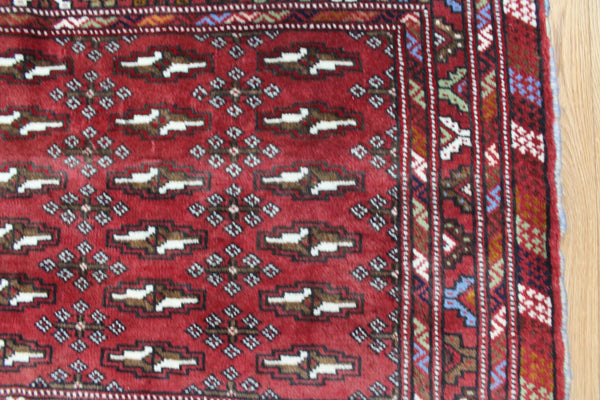 Old Handmade Persian Turkmen Tribal Rug 135 x 65 cm
