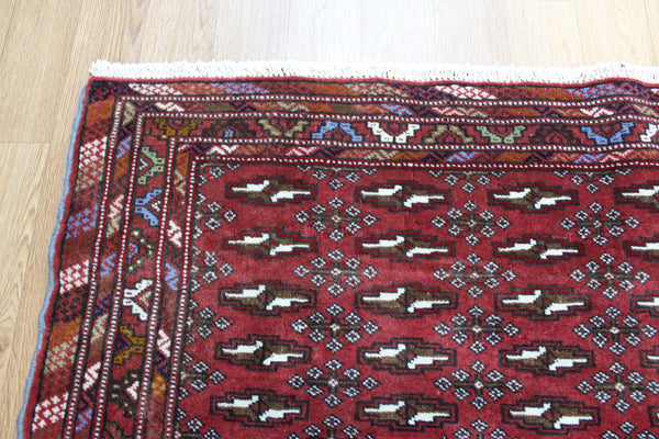 Old Handmade Persian Turkmen Tribal Rug 135 x 65 cm